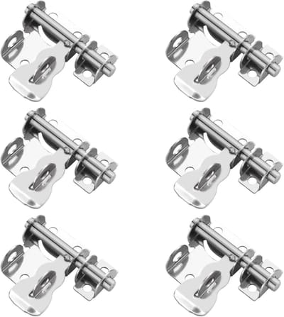 RVS Schuifslot Set van 6 Stuks voor Deuren, Kasten en Schuifdeuren - Veiligheid en Betrouwbaarheid voor Huis en Tuin