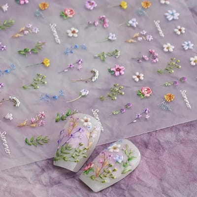 Dailygoods- Nagelstickers Bloemen - Zelfklevende Nagelkunst - 5D Reliëf - Nageldecoratie - Manicure - Zomerse Motieven