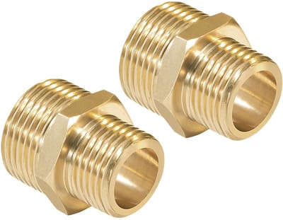 Dailygoods - Messing pijpfitting - Reducerende zeskant nippel - Duurzaam en corrosiebestendig - Messing - Adapter voor pijpverbinding - 2 stuks - Gesc...