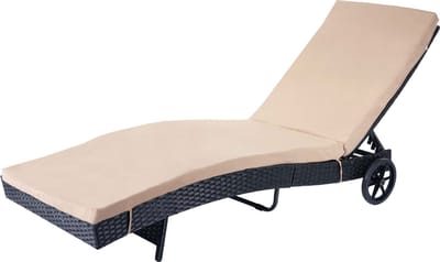 Ligstoel MCW-D80, tuinligstoel Relax ligstoel, poly rotan ~ antraciet, beige kussens