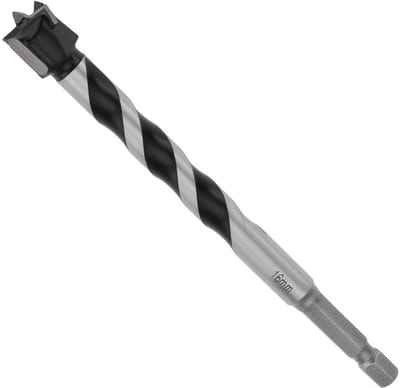 Dailygoods- Forstnerboor 16mm Extra Lang - Houtboren - 3-Fluit Ontwerp - 7mm Zeskantschacht - Duurzame Constructie - Hoge Hardheid - Houtboor