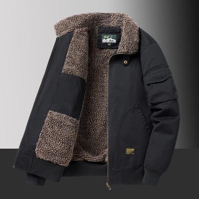 Winter Heren Revers Puur Katoen Amerikaanse Casual Werkkleding Katoenen Jas Lamsvacht Jas Maillard Herfst en Winter Katoenen Jas 5XL black