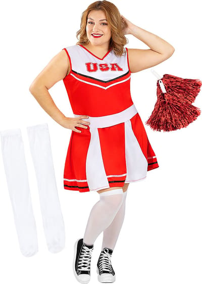 FUNIDELIA Cheerleader Kostuum met pompom en kousen voor vrouwen - Maat: XL