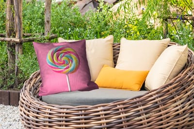 Buitenkussen - Lolly - Roze - Snoep - Zoet - 45x45 cm - Weerbestendig