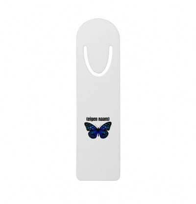Hacebo® - blauwe vlinder met eigen naam metalen boekenlegger - Vlinder - dieren liefhebber - iemand die houdt van vlinders - verjaardag - cadeau - kado - geschenk Bladwijzer boekenleggers - 12.7 cm x 3.2cm