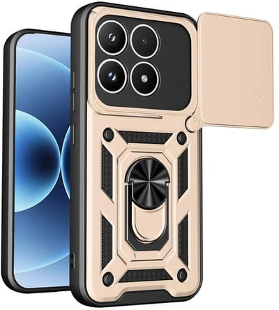 MobyDefend Hoesje - Geschikt voor Xiaomi 17 - Pantsercase Met Draaibare Ring - Goud