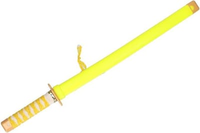 Atosa Ninja vechters zwaard - verkleed wapen - geel - 65 cm - speelgoed zwaarden