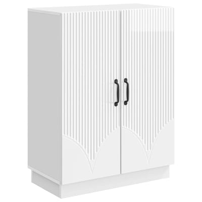 vidaXL - Dressoir - Hoogglans - Wit - 66 - x - 34,5 - x - 87 - cm - Bewerkt - hout