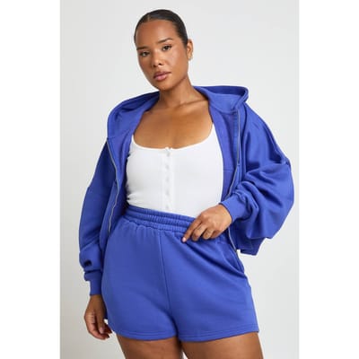 boohoo Dames Plus Shorts Met Dikke Tailleband | Kobaltblauw | Maat: 44