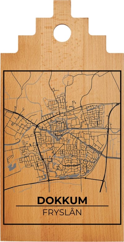 JM Woods - Borrelplank - Serveerplank - Hapjesplank - Kaasplank - Plattegrond - DOKKUM - Gepersonaliseerd - Cadeau tip!