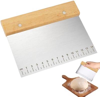 Dailygoods- Deegschraper roestvrij staal met antislip handvat - Deegsnijder - Deegsteker - Keukenschraper - Deegkrabber - Multifunctioneel voor bakken - Deegspatel