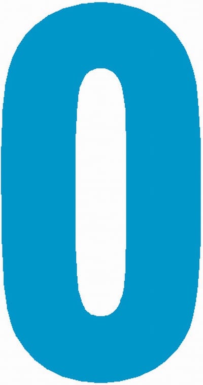 Cijfersticker nr. 0 lichtblauw 10x5cm, plakcijfer, huisnummersticker, containersticker, magazijn sticker