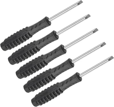 Kleine Platte Schroevendraaierset van 4mm met Antislip Handvat, Perfect voor Brillen, Horloges en Laptops - 5 Stuks van Hoogwaardige Koolstofstaal