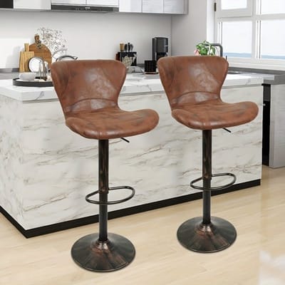 Barstoel – Barkruk – Barstoel Set – Keukenkruk – Bistrostoel – Set van 2 – PU Leren Bekleding – Metaal Frame – Verstelbare Zithoogte – Stijlvol Modern Design