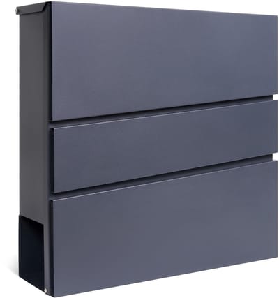 Unyqoos® Moderne grijze wandbrievenbus met krantenhouder en veilig slot