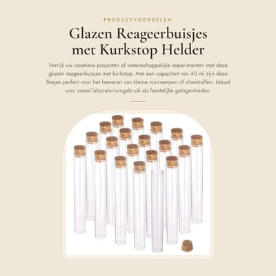Dailygoods- Reageerbuisjes 40 ml met kurkstop - Glazen Flessen - Mini-Flessen - 15 Stuks - Voor Laboratorium/Feestartikelen - Creatieve Decoraties