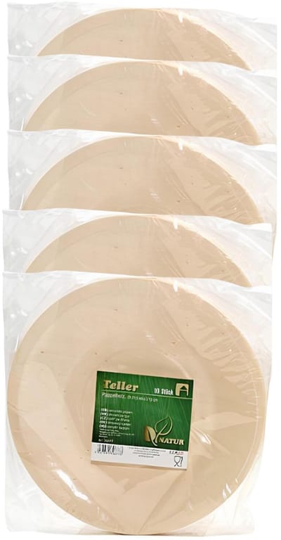 Humbert Feestbordjes - gebaksbordjes - van geperst hout karton - 50x - beige - rond - Dia 21 cm - party bordjes - wegwerp servies