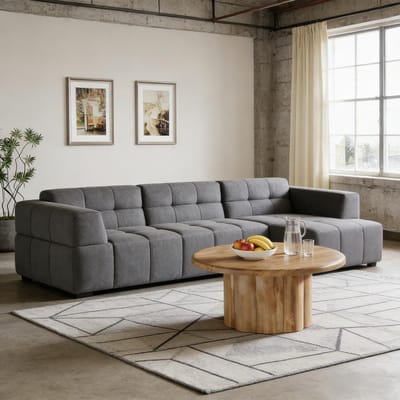 OKWISH Salontafel - Rond Tambour-Design - Voor Woonkamer en Lounge - MDF Bruin - Diameter 80 cm