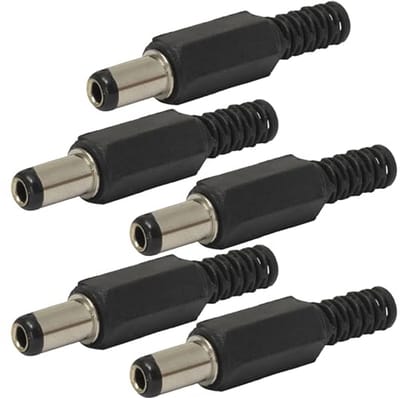Set van 5 DC-connectoren en adapters voor stroomkabels - zwart - 2,5/5,5/9,5 mm