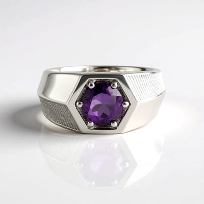 Cavill - Zilveren ring - 925 Sterling zilver platina geplateerd - Marokkaanse Amethist 0,667 ct rond - Paarse edelsteen ring dames modieus
