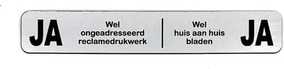 JA JA Sticker Brievenbus - Brievenbus Sticker - Geen Reclame Sticker - Rvs Kleur - Zelfklevend - 150 mm x 25 mm x 1,6 mm - YFE-Design