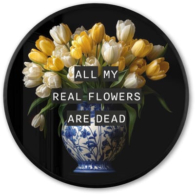 Poster in lijst Rond - Fotolijst 60x60 cm - Posters - Quotes - Bloem - Tulp - Geel - Ronde posterlijst zwart - Decoratie - Wanddecoratie woonkamer - Muurdecoratie slaapkamer
