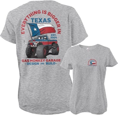 Gas Monkey Garage Dames-T-shirt 'Everything Is Bigger In Texas' Girly, maat GMG-5-GMG101-H94-14
