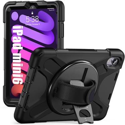 CaseBoutique Rugged Case geschikt voor iPad mini 7/mini 6 (2021) - Effen Zwart - Kunststof