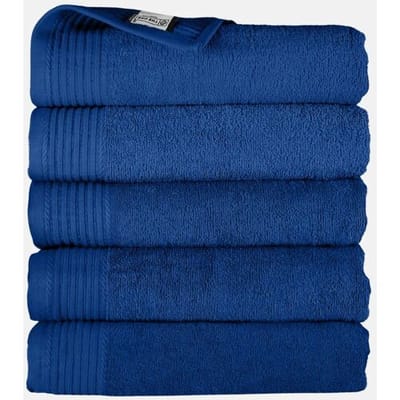 The One Towelling Badhanddoek - 70x140 cm - 5 stuks - Hotelkwaliteit - 450 g/m² - 100% Gekamd katoen - Royal Blue