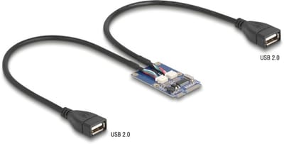 Delock Mini PCIe Adapter full size to 2 x USB 2.0 Type-A female 30 cm