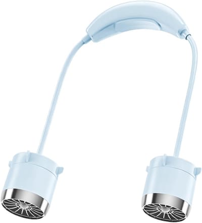 KZQ Draagbare nekventilator met 2 snelheden – USB oplaadbaar, flexibele slangen, handsfree, voor outdoor, sport en reizen