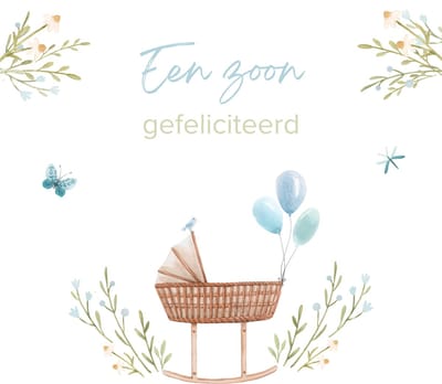 Een zoon – Gefeliciteerd – Dubbele wenskaart 13x13 cm – Stevig 300 grams wit papier – Inclusief kraftkleurige envelop – FSC