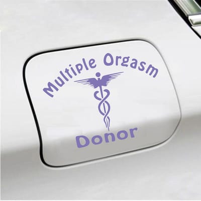 Bumpersticker - Multiple Orgasm Donor - 11,1 X 14,8 - Paars