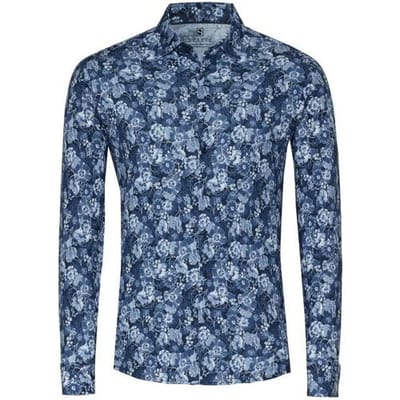 Desoto Overhemd Allover Floral Pattern Blauw / male