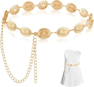 Elegante Gouden Tailleketting met Concho Design - Verstelbare Boho Cowgirl Riem voor Jurken en Casual Outfits