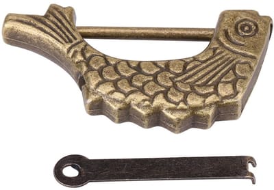 Dailygoods- Hangslot Antiek Design - Hangslot voor Lades - Hangslot voor Sieraden - Hangslot voor Koffers - Hoogwaardige Metaal - Visvormige Sleutel - Decoratief Slot