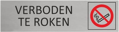 CombiCraft aluminium deurbordje Verboden te roken - 165 x 45 mm met tape