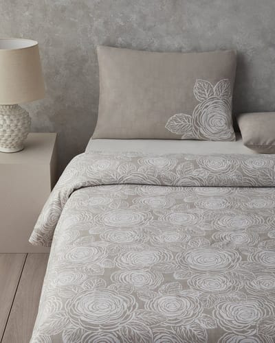 English Home - Dekbedovertrekset - 100% katoen - Incl. Hoeslaken- 200x220 cm - Steen kleur