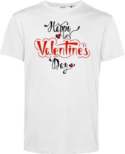 T-shirt Happy Valentines Day | Valentijn cadeautje voor hem | Valentijn | Valentijnsdag voor mannen | Wit | maat XS