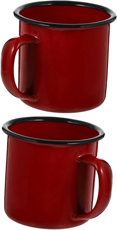 Retro Emaille Mokken Set van 2 voor Thee en Koffie | Ideaal voor Reizen en Buitengebruik