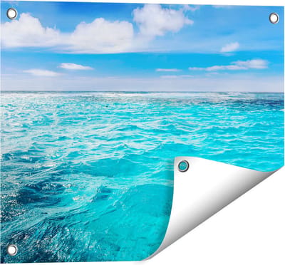 Gards Tuinposter Blauwe Caribische Zee Water - 50x40 cm - Tuindoek - Tuindecoratie - Wanddecoratie buiten - Tuinschilderij
