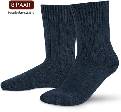 Sukats® Alpaca Sokken - Wollen Sokken - Warme Sokken - 8 Paar - Maat 35-38 - Navy Blue - Verwarmde Sokken - Wintersokken - De Moderne Geitenwollen Sokken Dames