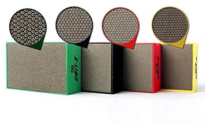 Diamant handpolijstpads gegalvaniseerd voor glas en steen, 4 stuks (60#-120#-200#-400#), zacht schuimrug voor comfortabel gebruik