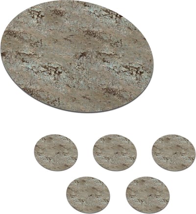 Onderzetters voor glazen - Rond - Graniet - Steen - Patroon - 10x10 cm - Glasonderzetters - 6 stuks
