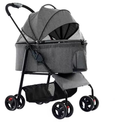 Hondenbuggy Fioren inklapbaar - All terrain - 30kg capaciteit - Ook voor katten - Comfort voor dieren - Grijs