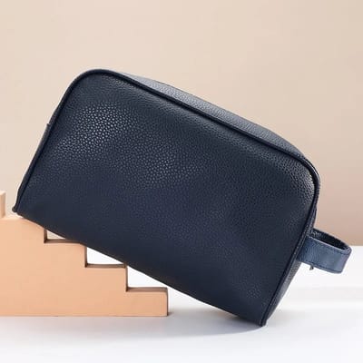 Without Lemon - Cosmetica Bag - Toilettas - Make Up Tas - Reis Tas - PU Leer - Waterbestendig - Organizer - Reizen - 24.6x10x16cm - Navy Blauw