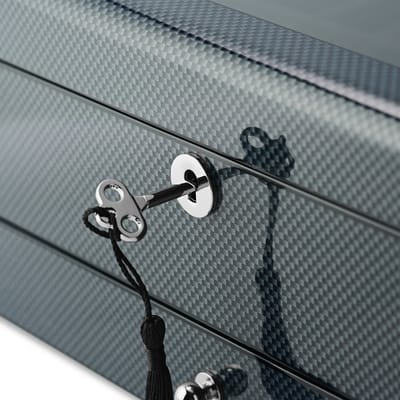 Koolstofvezel Fineer Displaybox met 8 Vakken voor Horloges en Sieraden