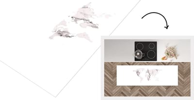 Keukenloper - Loper keuken - Wereldkaart - Marmer - Luxe - 150x50 cm - Keukenloper vinyl