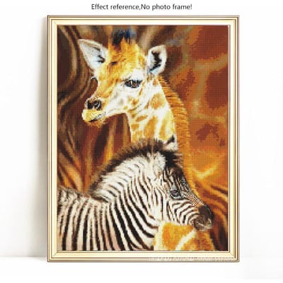 Peinture diamant 5D à faire soi-même, motif Animal girafe et zèbre, broderie complète en strass ronds 20X30