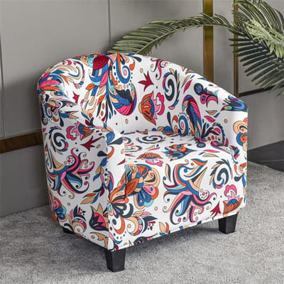 Spandex kuipstoelhoes geometrisch bedrukte clubfauteuil hoes elastische wasbare zithoesbeschermer voor woonkamer thuis